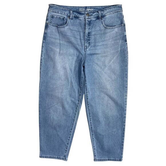Style & Co High Rise Straight Jeans Light Wash Size 14 Fading Cotton Stretch - Picture 1 of 7
